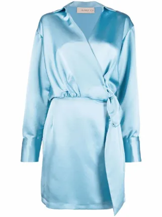 satin effect wrap dress Kind Hearted Satin Wrap Effect Midi Dress / The Emerald Fox Boutique Black / M
