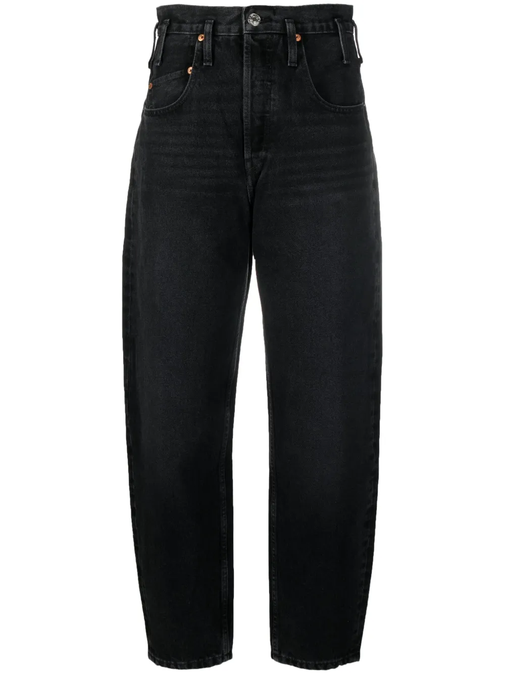Re/done 80s Peg Leg Tapered Jeans In Black ModeSens