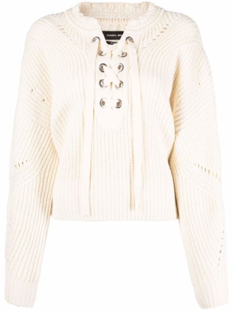 ISABEL MARANT lace-up ribbed-knit jumper Women