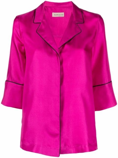 Blanca Vita satin-effect pajama-style shirt