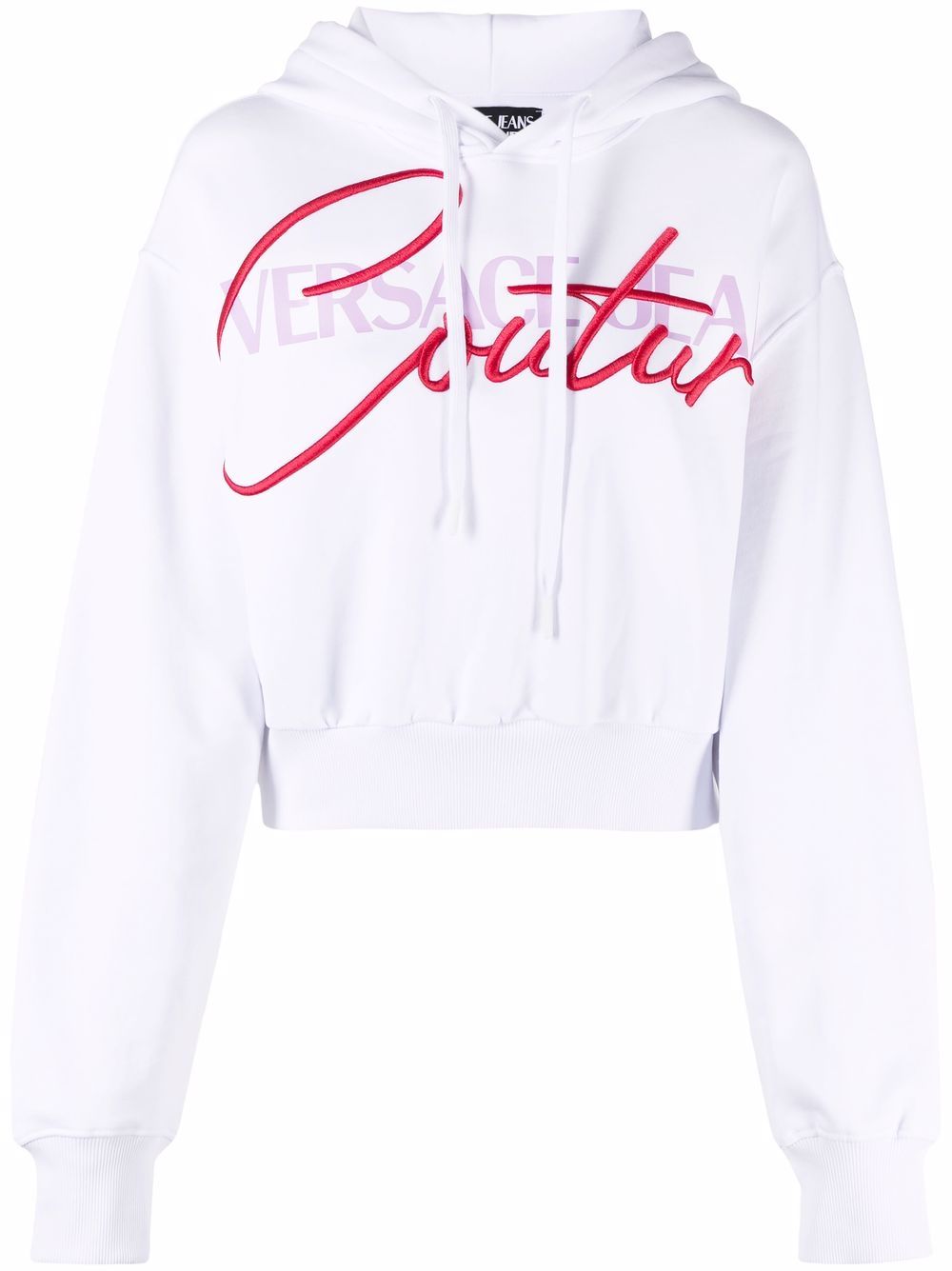 

Versace Jeans Couture hoodie corta con logo estampado - Blanco