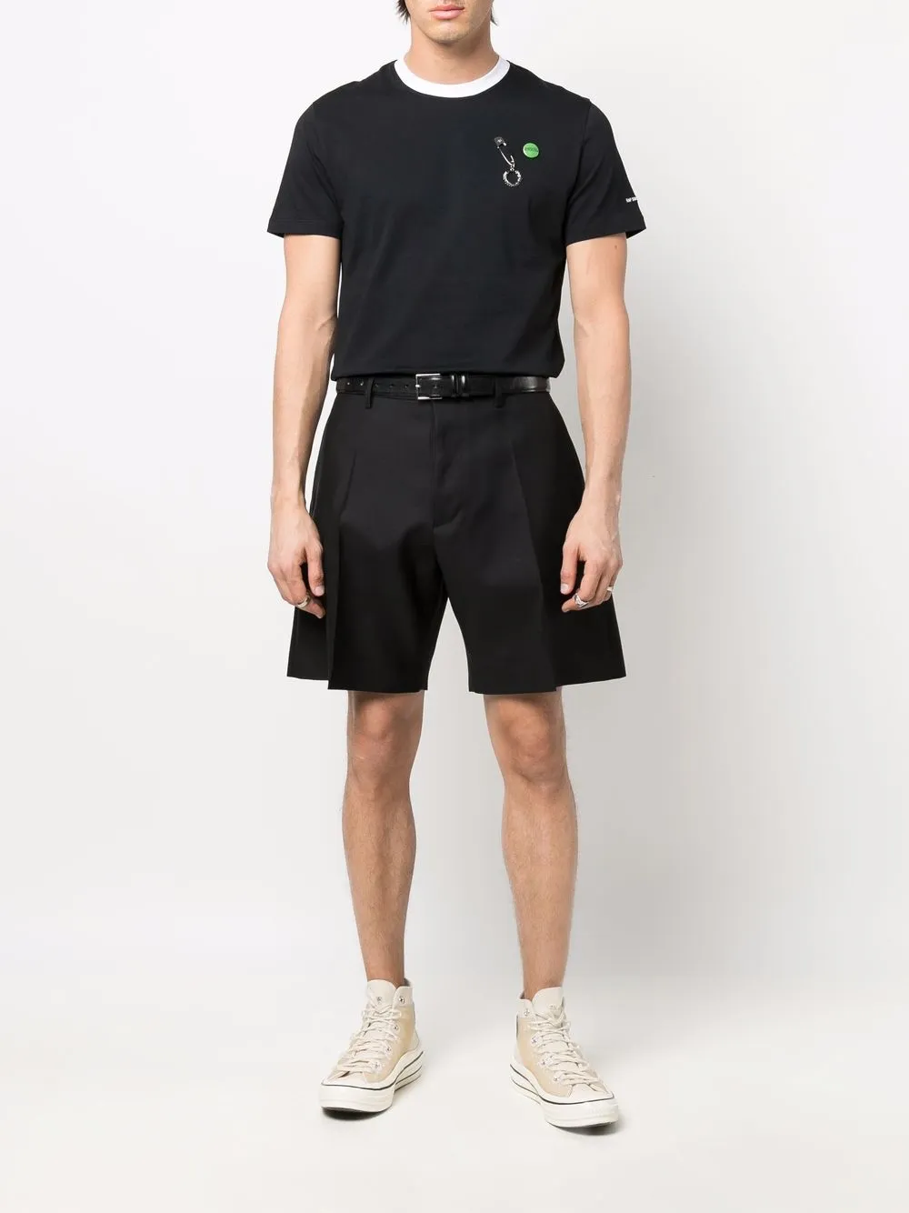 фото Raf simons x fred perry safety pin-detail short-sleeved t-shirt