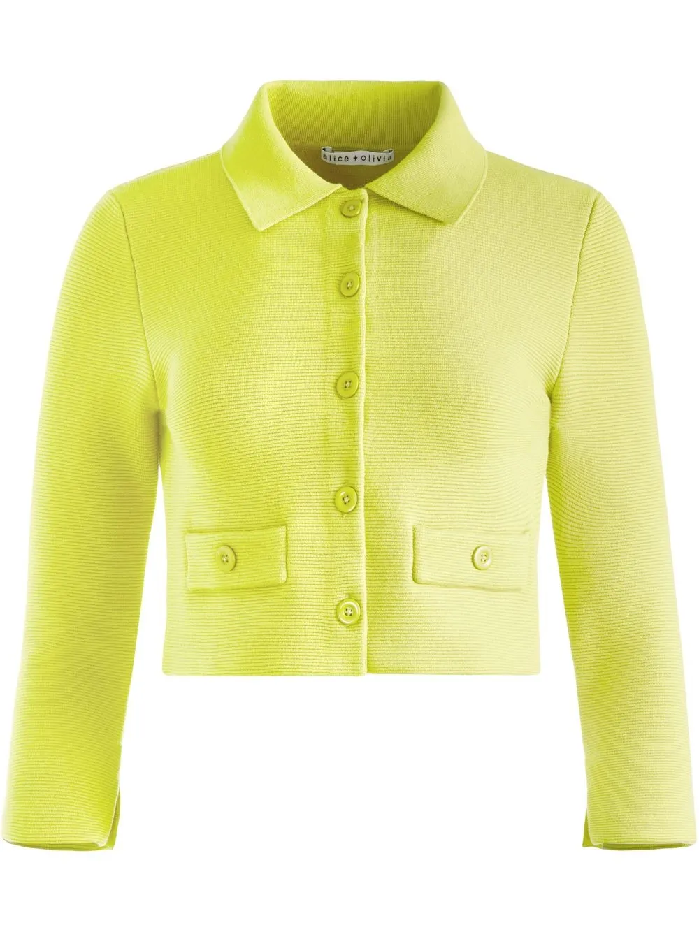 

alice + olivia Ila collared knit cropped jacket - Yellow