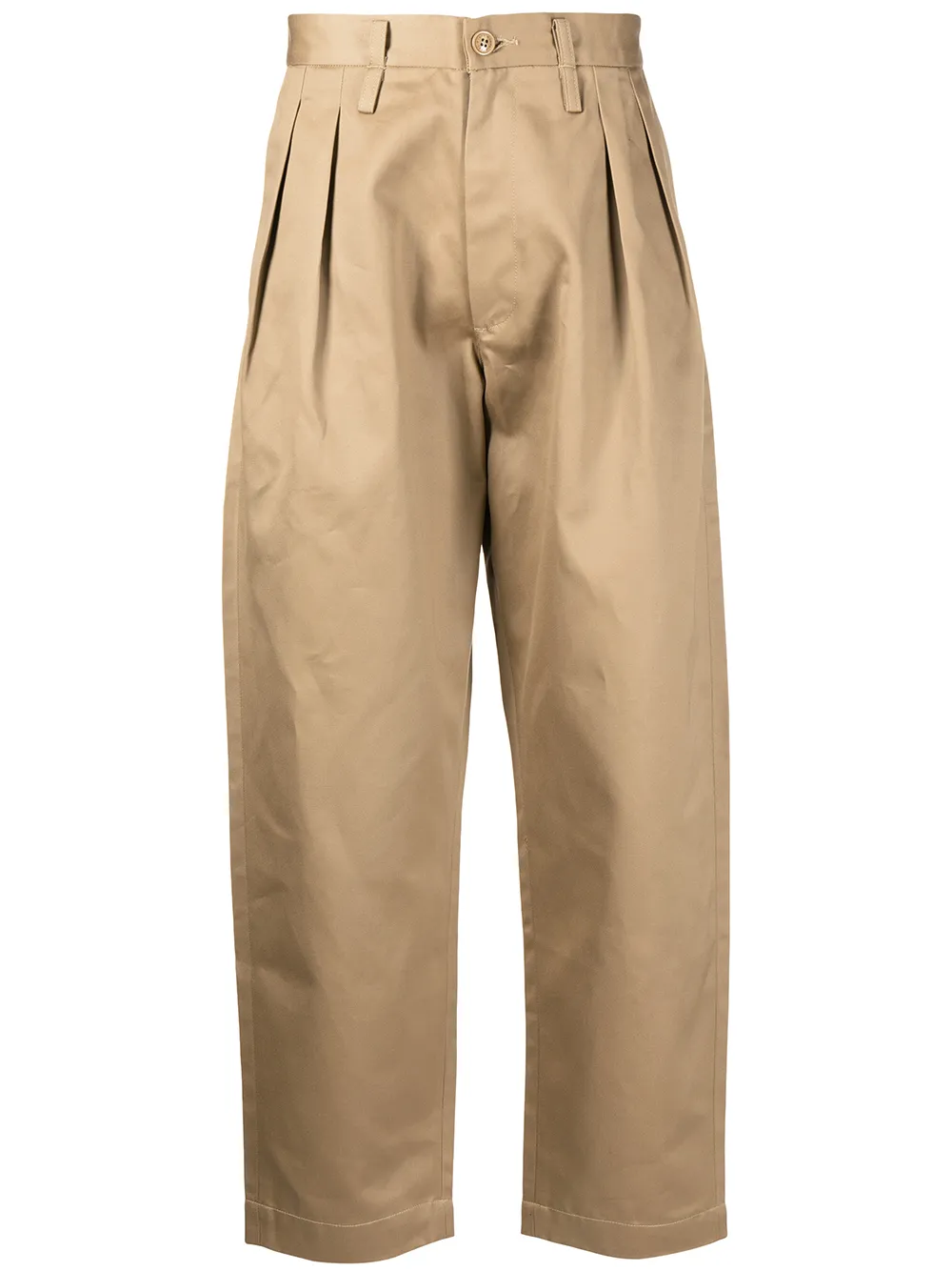 

WTAPS pleat-detail mid-rise cotton trousers - Neutrals