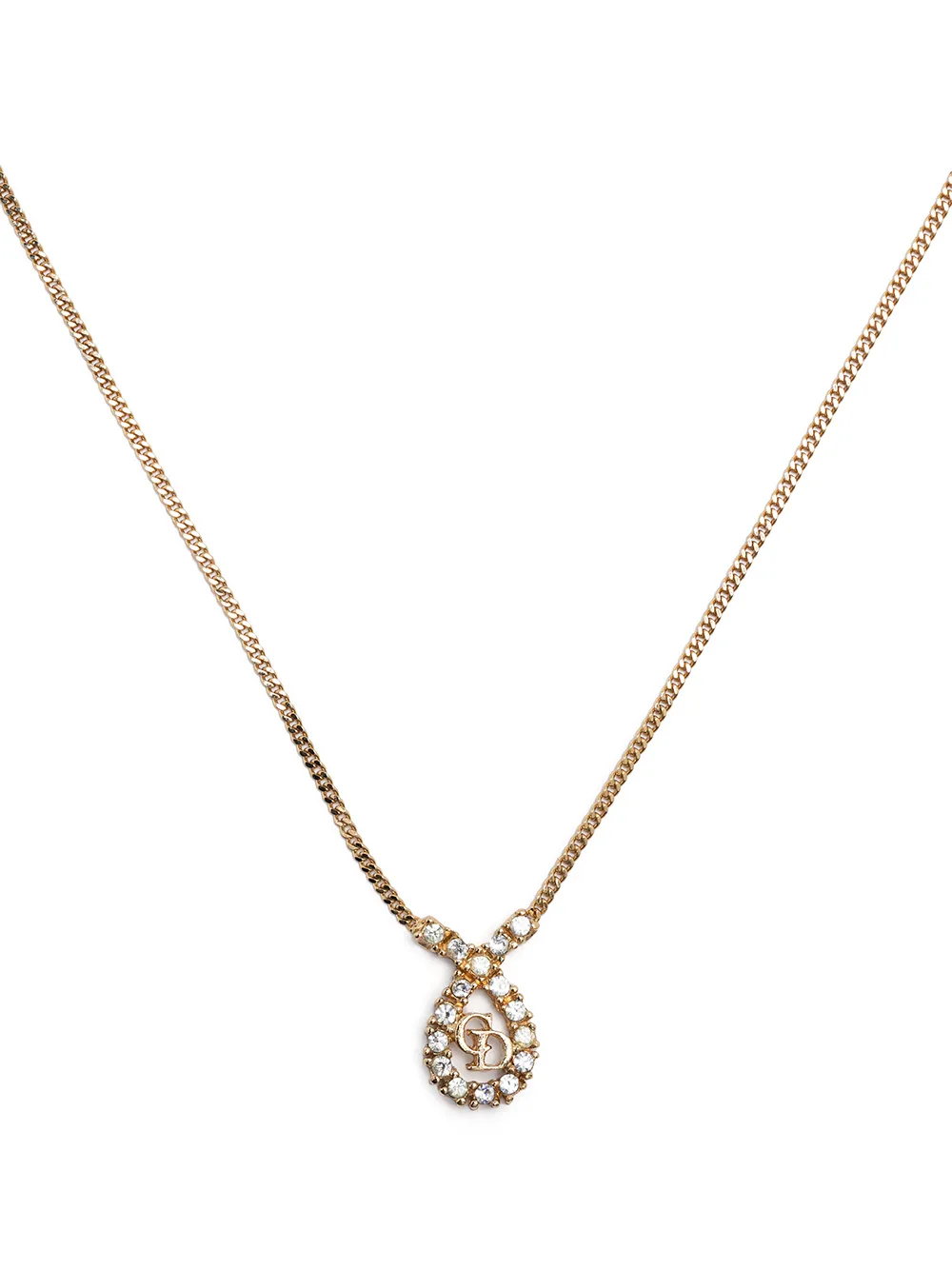 1980-90s pre-owned embellished logo-pendant necklace