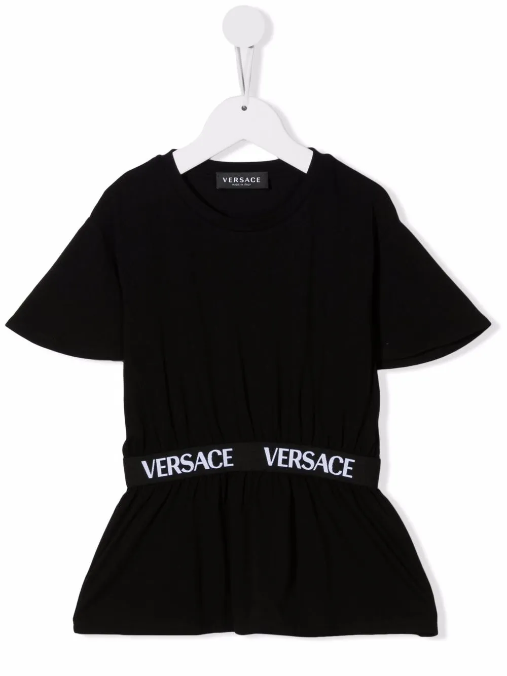 

Versace Kids playera con detalle de franja del logo - Negro