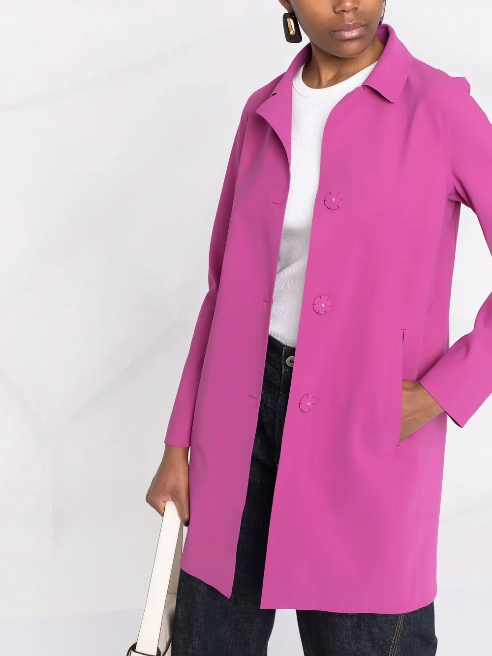Herno First Act Single-breasted Coat In Purple