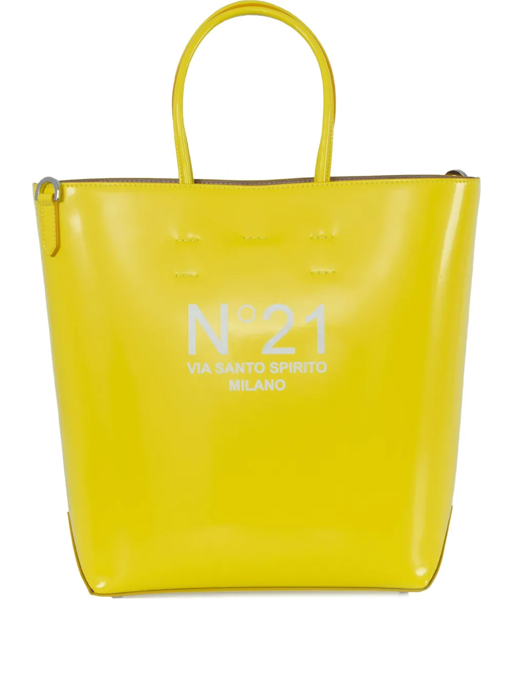 Nº21 Borsa tote in pelle con logo - Giallo