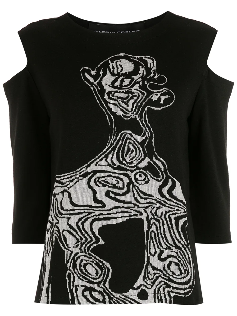 

Gloria Coelho graphic-print cut-out top - Black