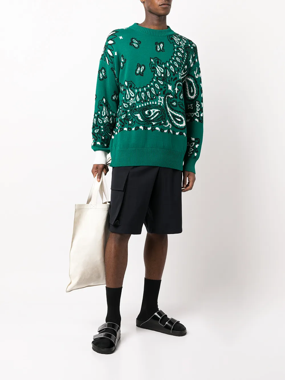 sacai Trui met bandanaprint - Groen