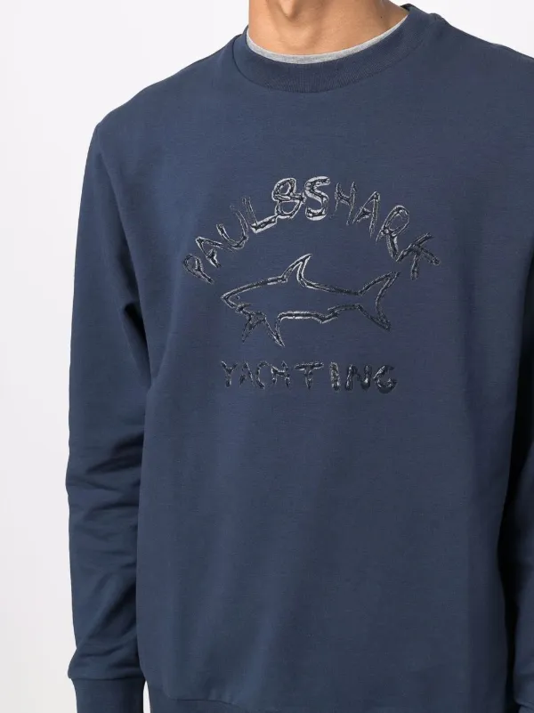 Paul \u0026 Shark logo-print Crew Neck Sweatshirt - Blue