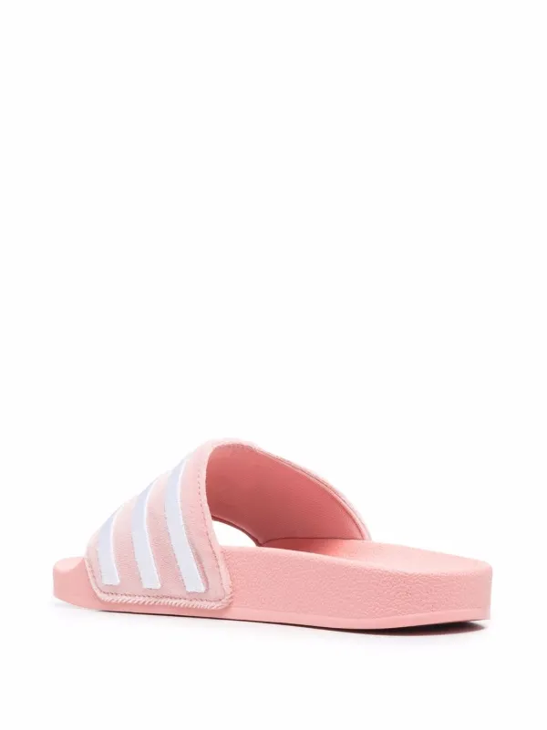 Adidas stripe-print Slides | Pink | FARFETCH UK
