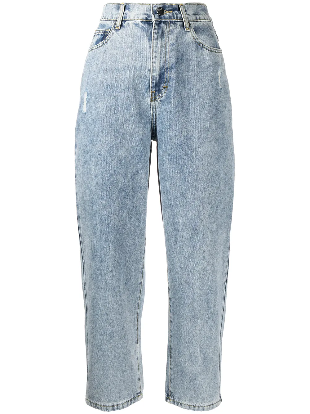 

tout a coup cropped acid wash jeans - Blue