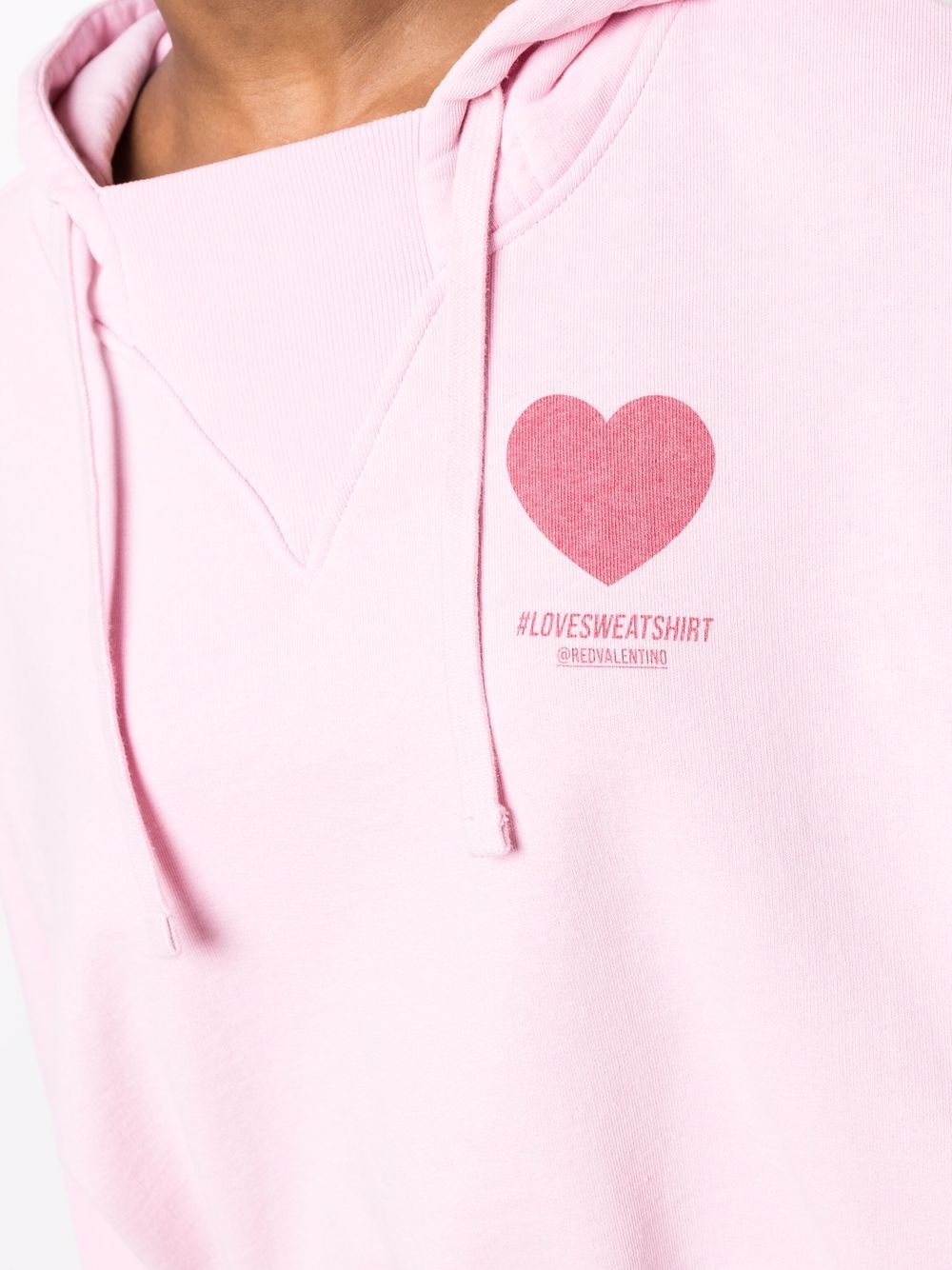 фото Red valentino cropped love heart-print hoodie