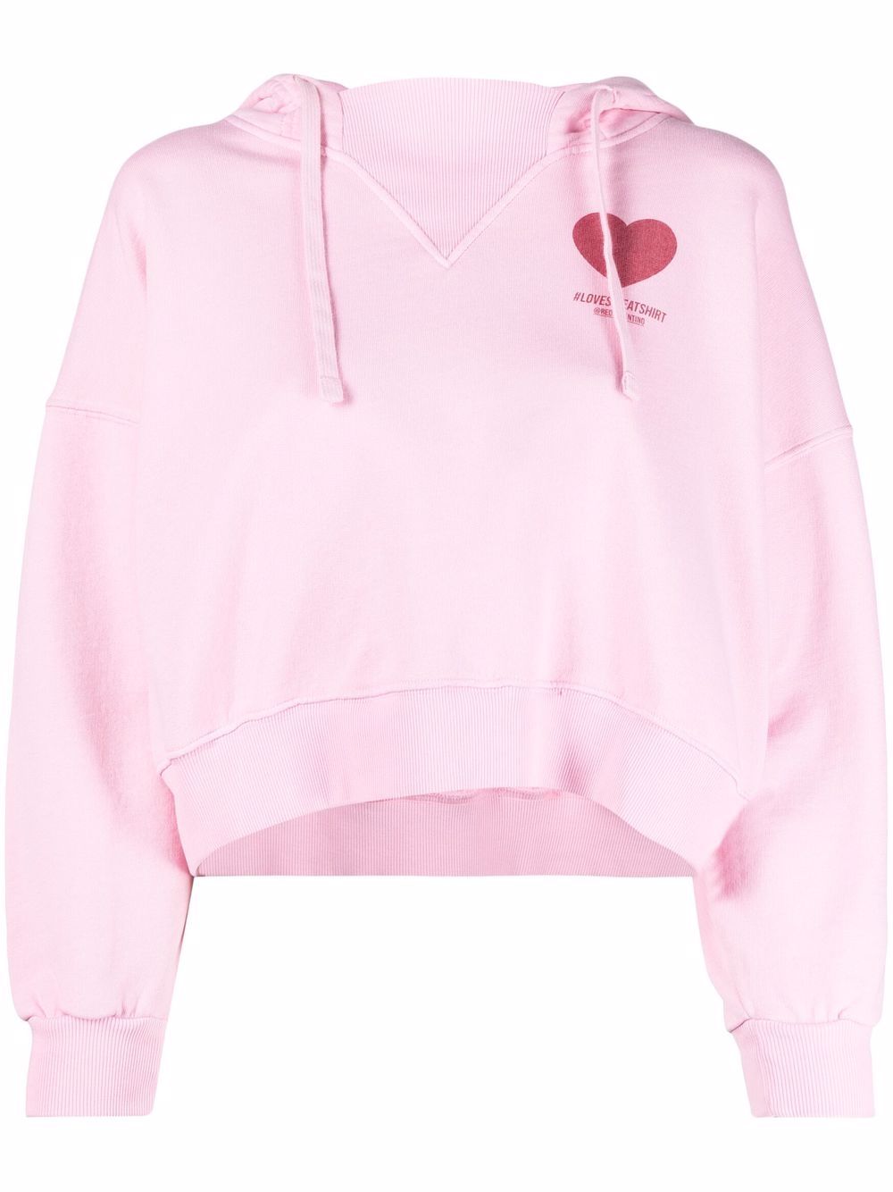 фото Red valentino cropped love heart-print hoodie