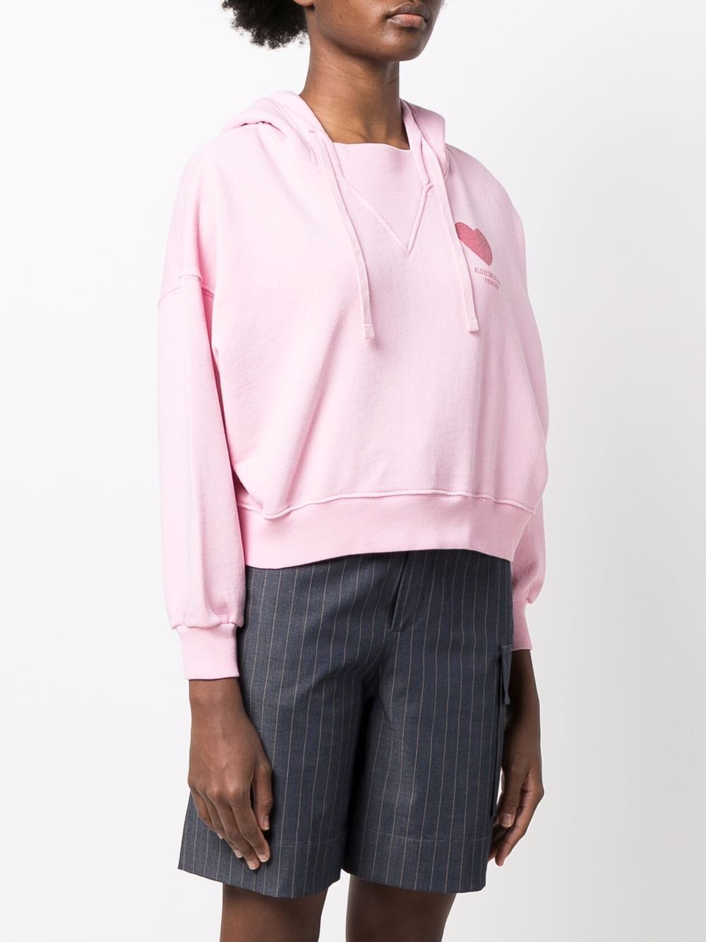 фото Red valentino cropped love heart-print hoodie