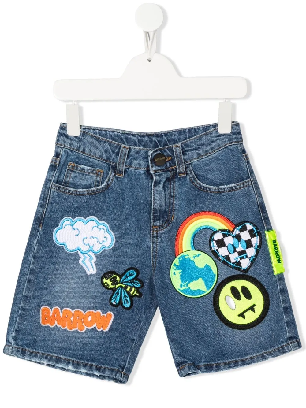 

Barrow kids patch-detail denim shorts - Blue