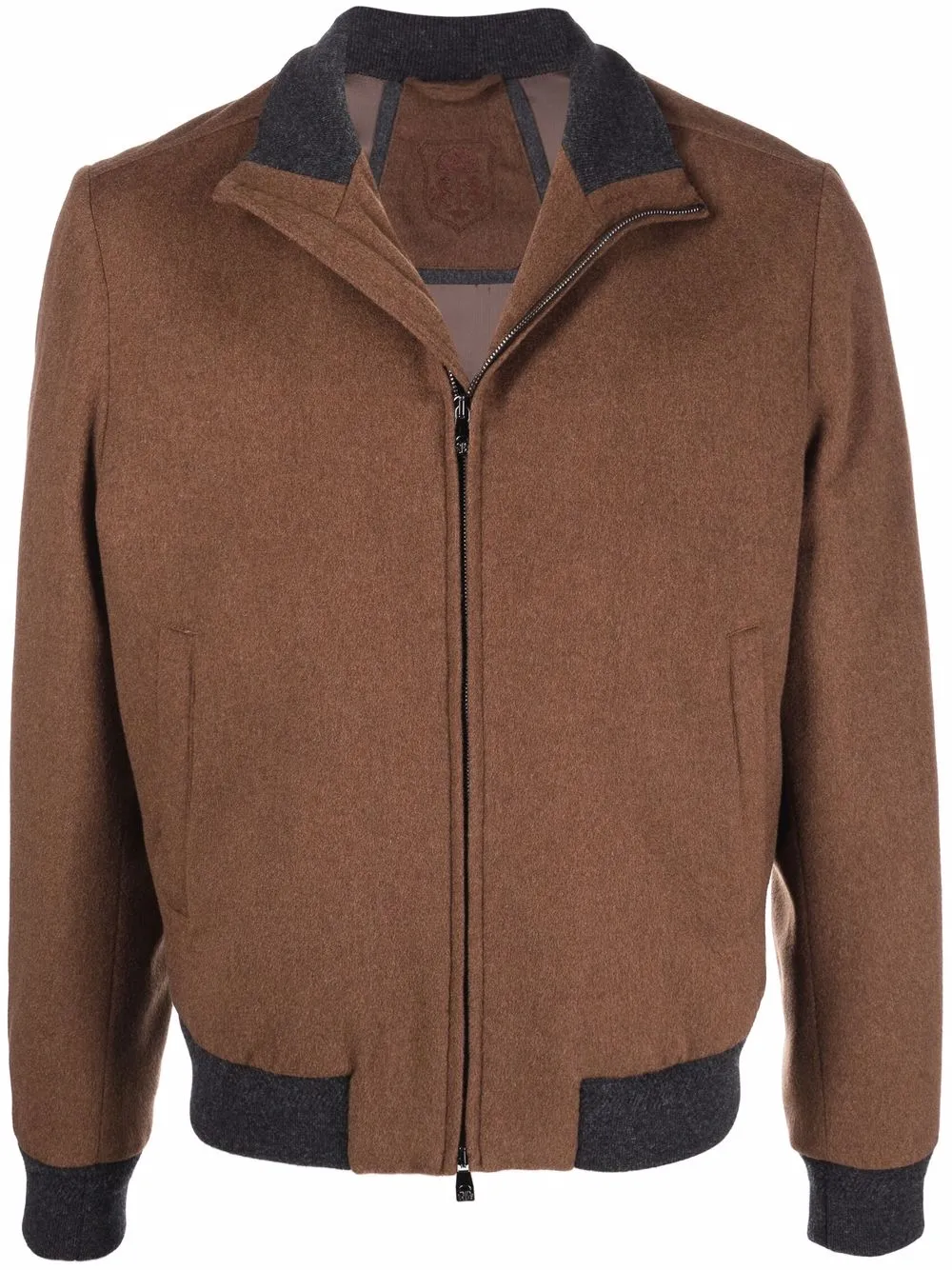 

Corneliani two-tone cashmere bomber jacket - Brown