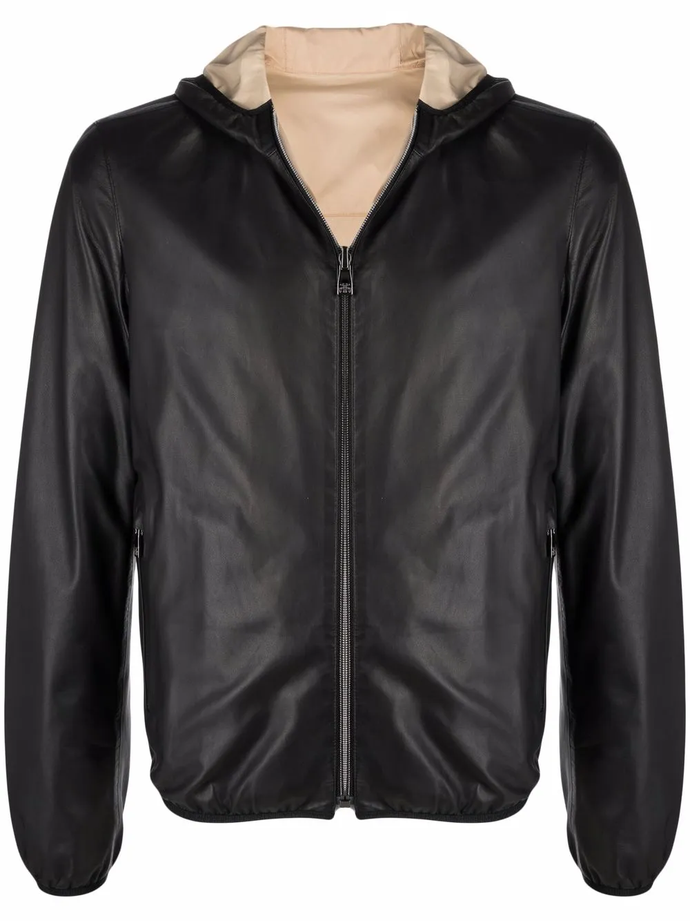 

Corneliani hooded leather zip jacket - Black