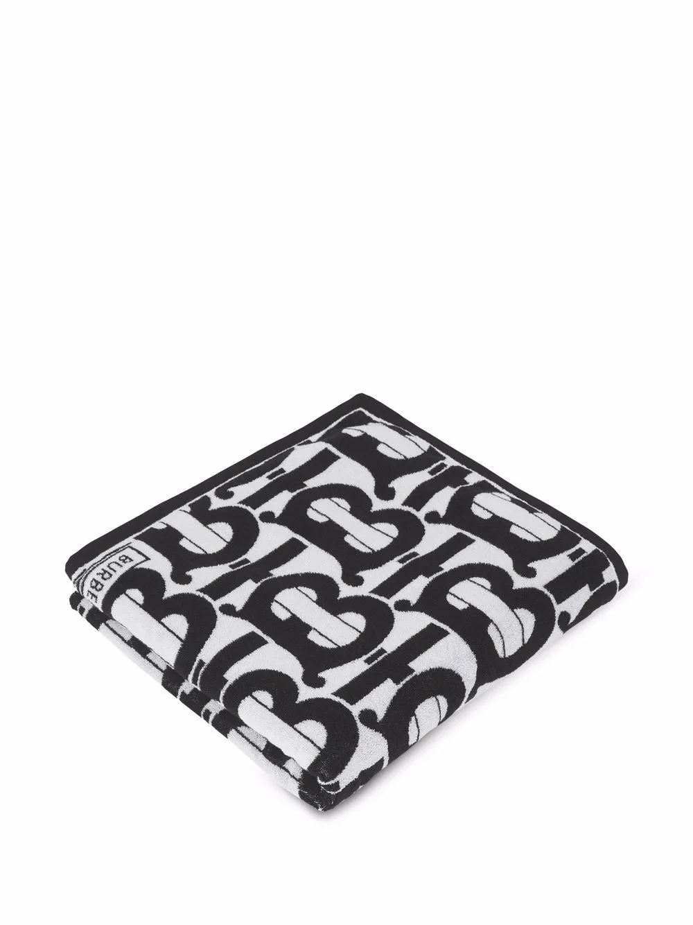  Burberry Monogram-pattern Jacquard Cotton Bath Towel - Black 