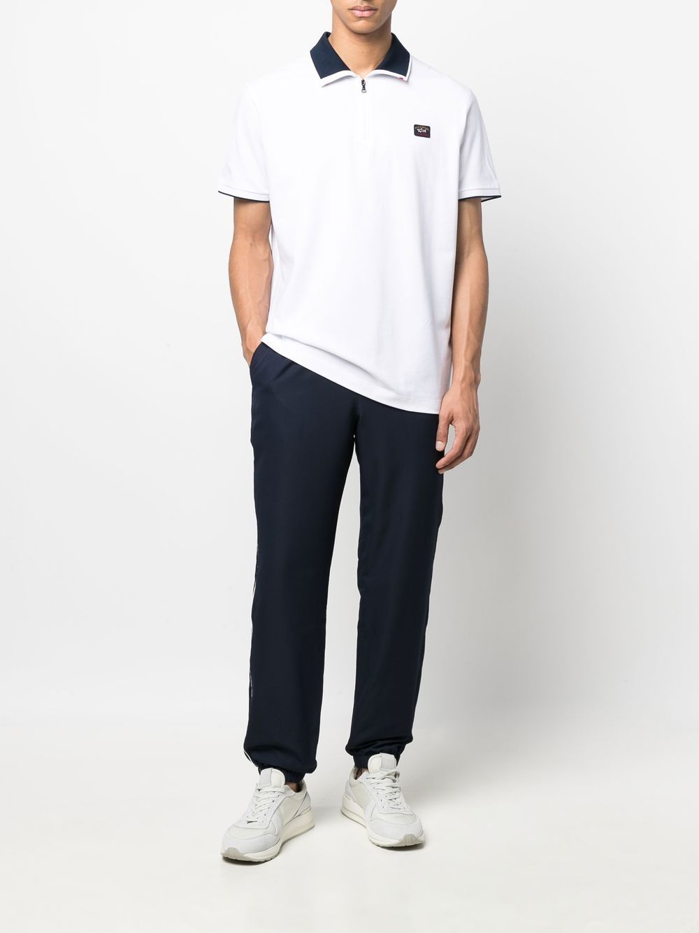 Shop Paul & Shark Logo-patch Short-sleeved Polo Shirt In White