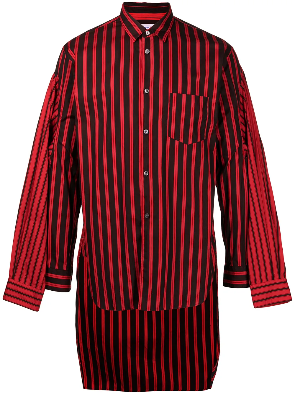 

Comme Des Garçons Shirt camisa deconstruida con ribete a rayas - Rojo