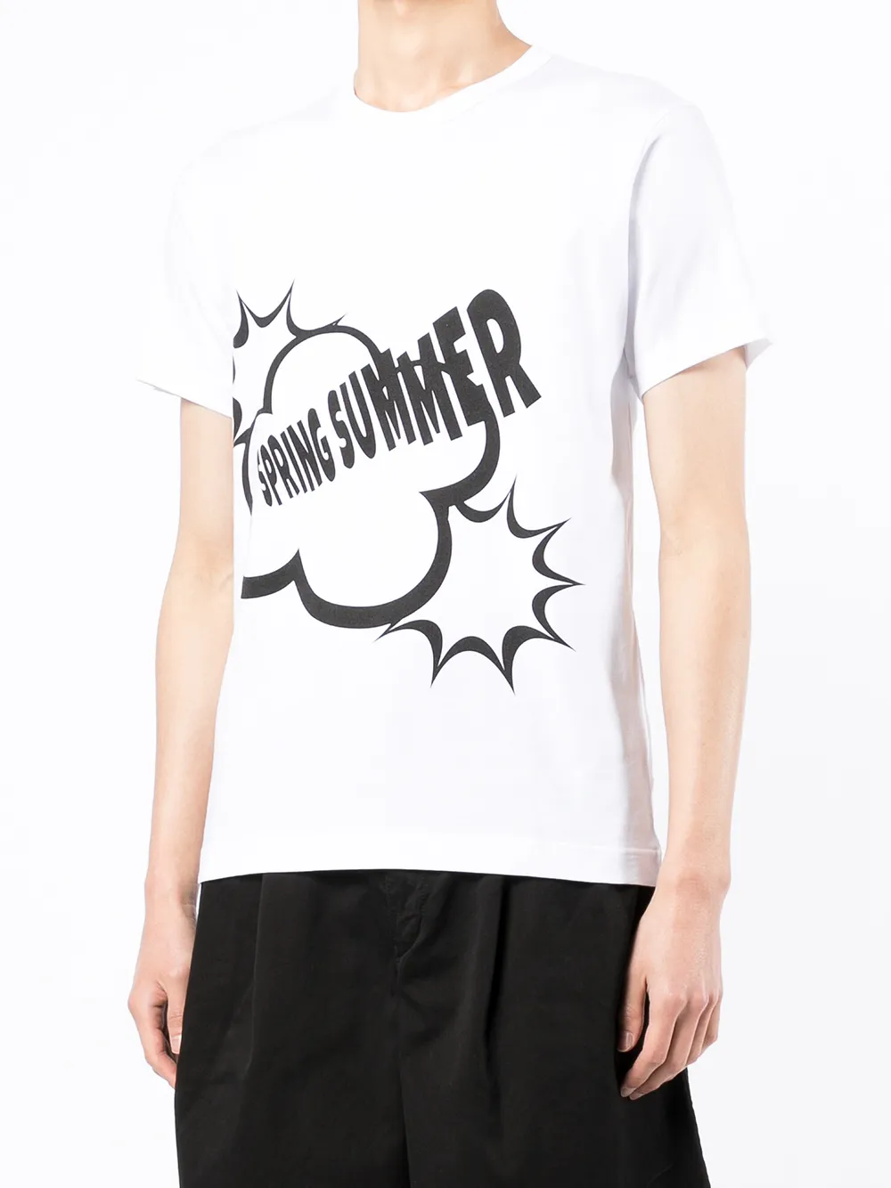 Comme Des Garçons Shirt T Shirt Mit Slogan Print   Weiß 
