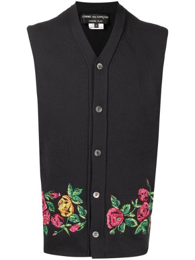 Comme Des Garçons Homme Plus sleeveless knitted cardigan black | MODES