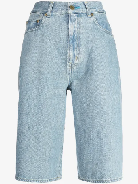 Tu es mon Tresor The Turquoise high-rise denim Bermuda shorts