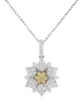 HYT Jewelry platinum Sunshine Yellow Diamond pendant necklace - Silver