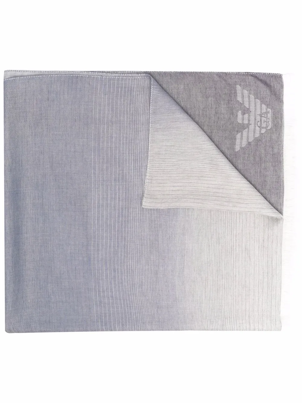 

Emporio Armani mascada con logo estampado y flecos - Azul