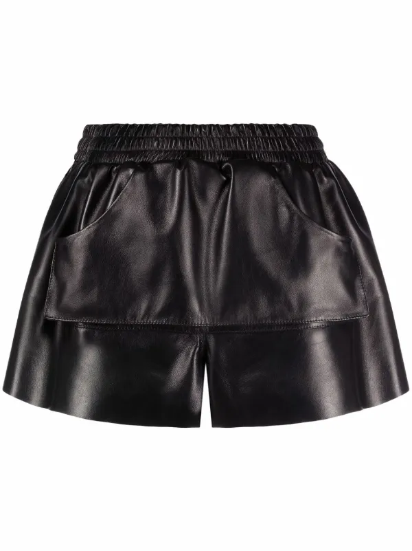 Shop The Mannei ruched leather shorts 