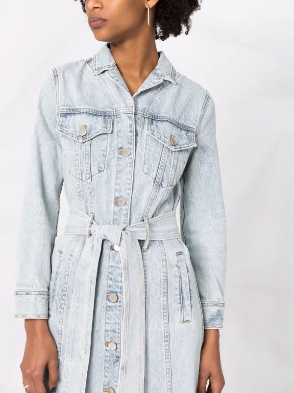 Alice+Olivia Belted Denim Shirt Dress 