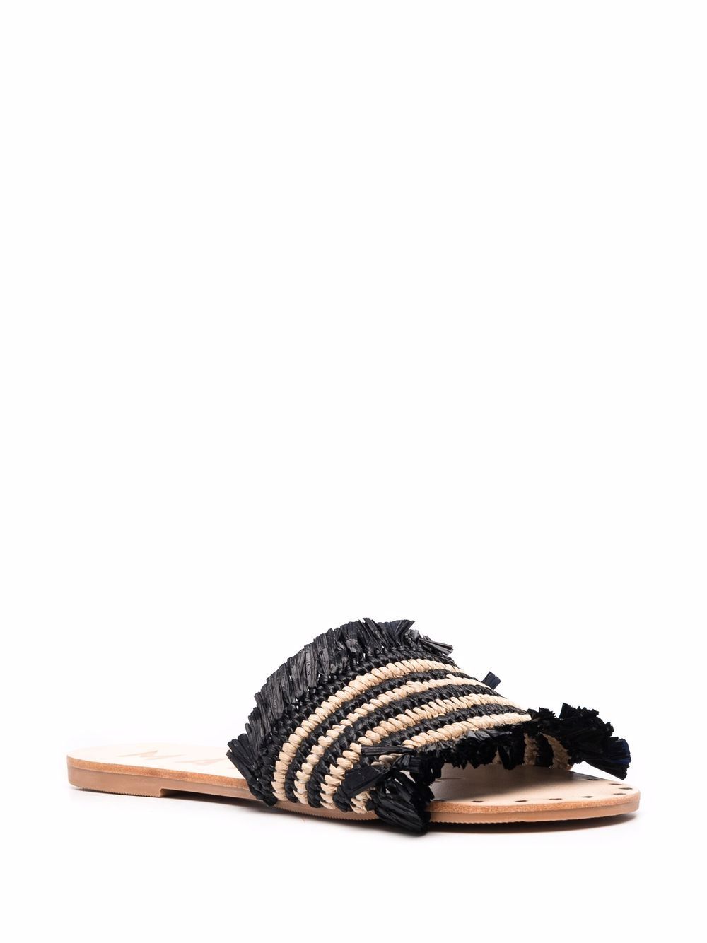 Manebi Sandalen met raffia bandje - Zwart