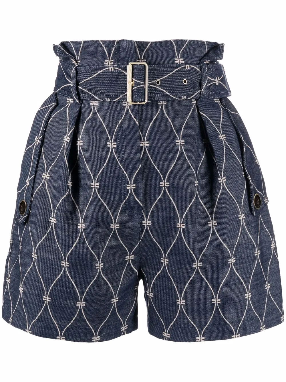 

Elisabetta Franchi shorts de mezclilla con logo bordado - Azul