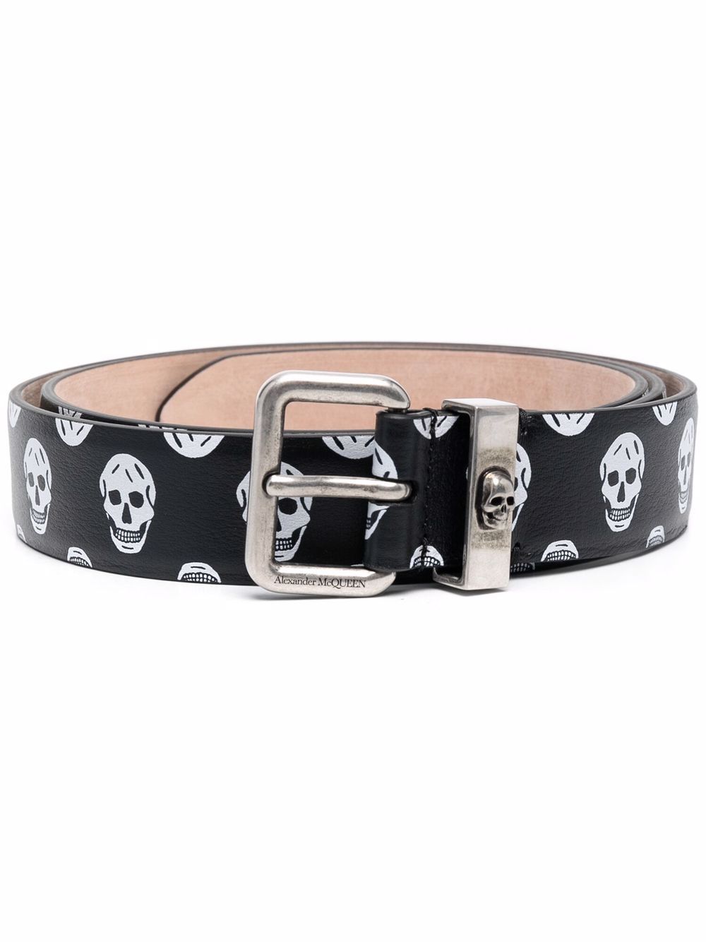 skull-print leather belt