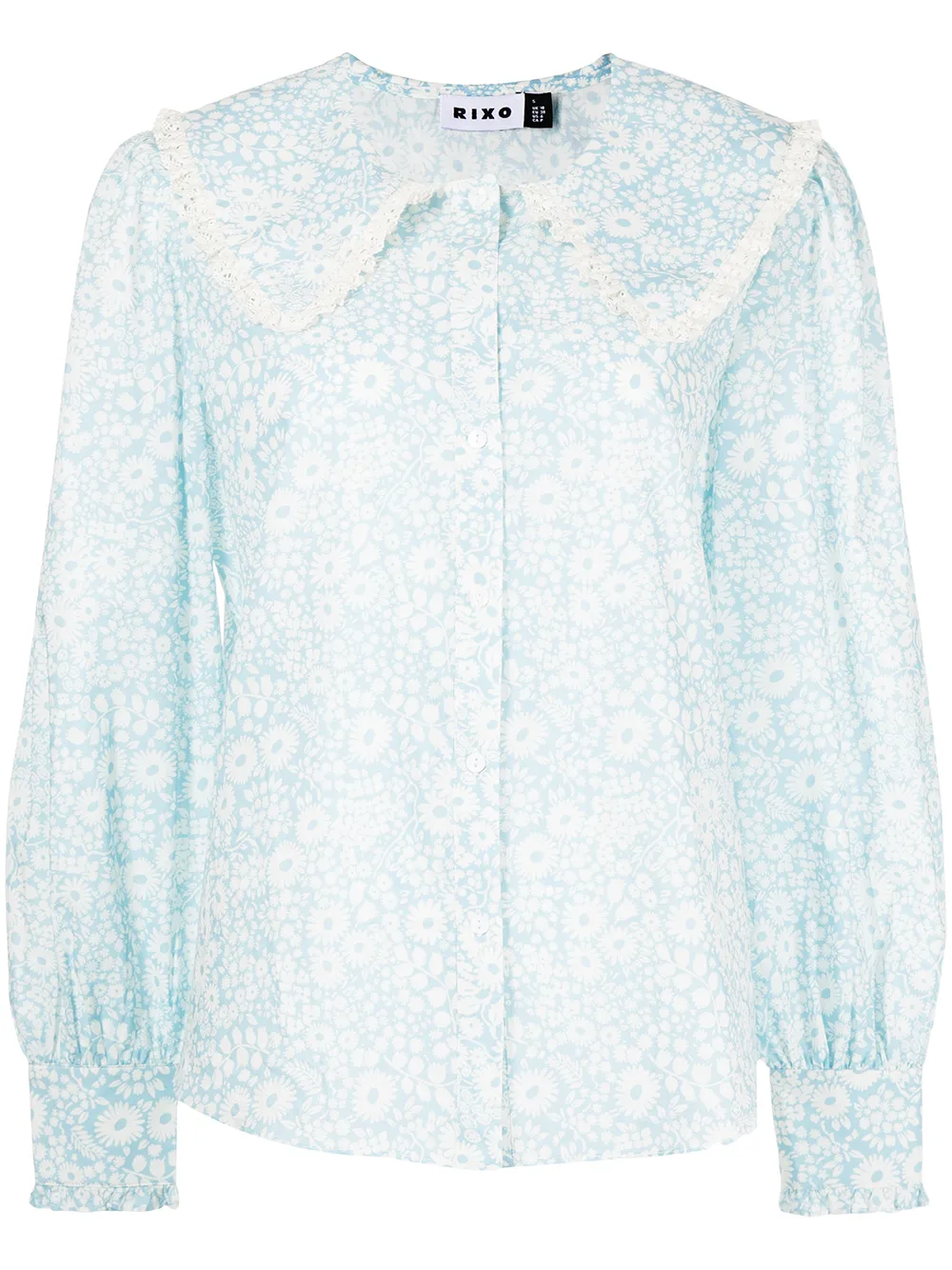 

Rixo blusa Misha con encaje bordado - Azul