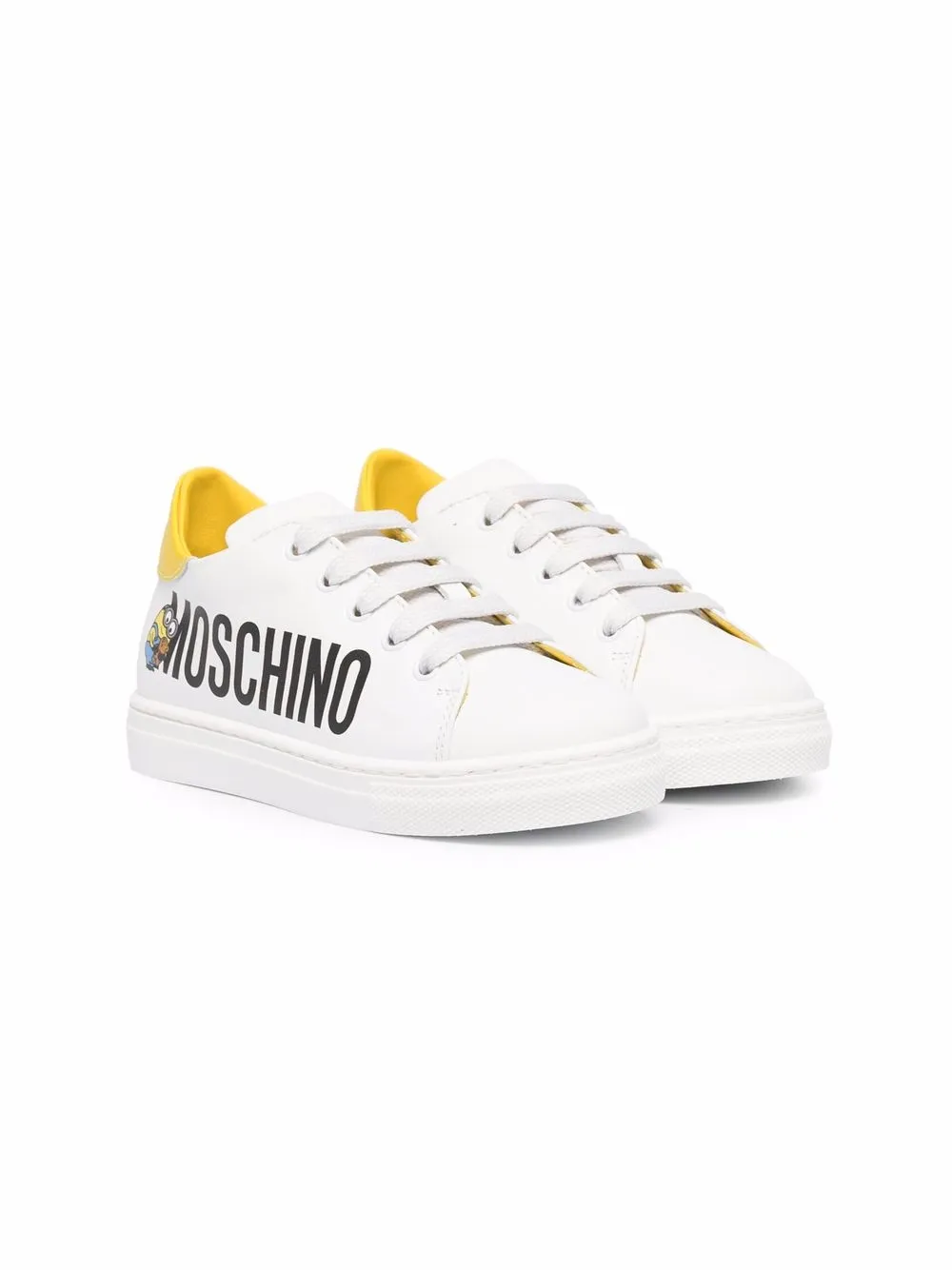 

Moschino Kids tenis bajos con logo estampado - Blanco