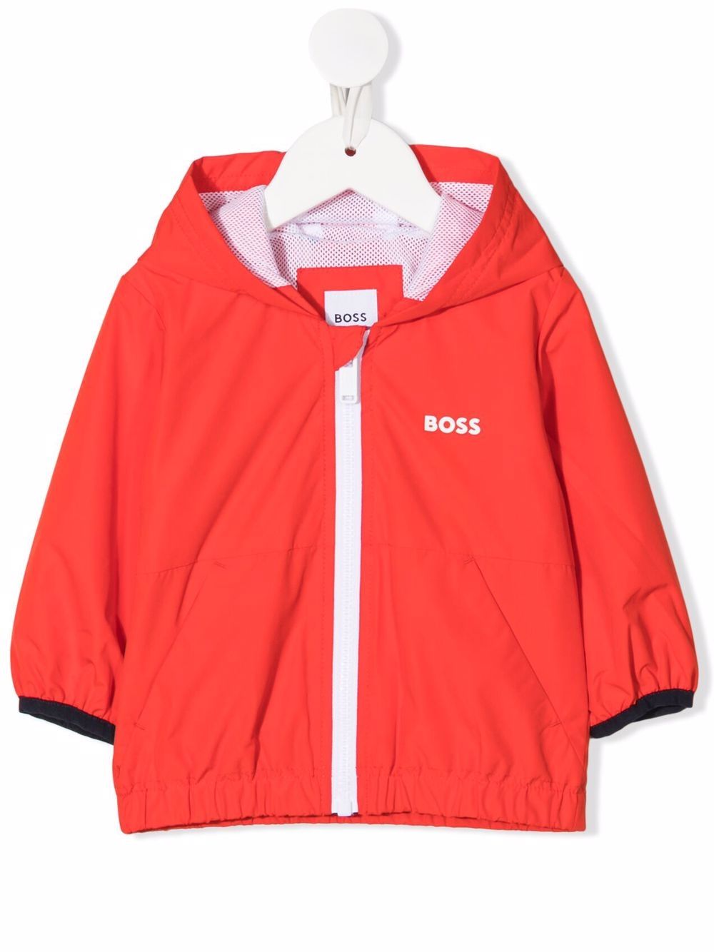 

BOSS Kidswear chamarra con capucha y logo estampado - Rojo