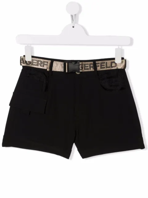 Karl Lagerfeld Kids شورت بمشبك وجيوب متعددة