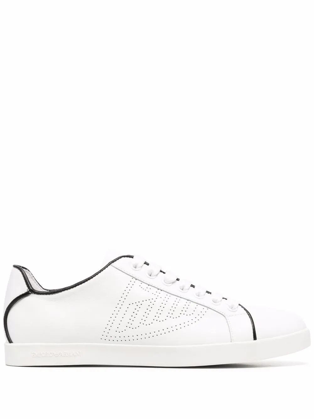 

Emporio Armani perforated-logo lace-up trainers - White