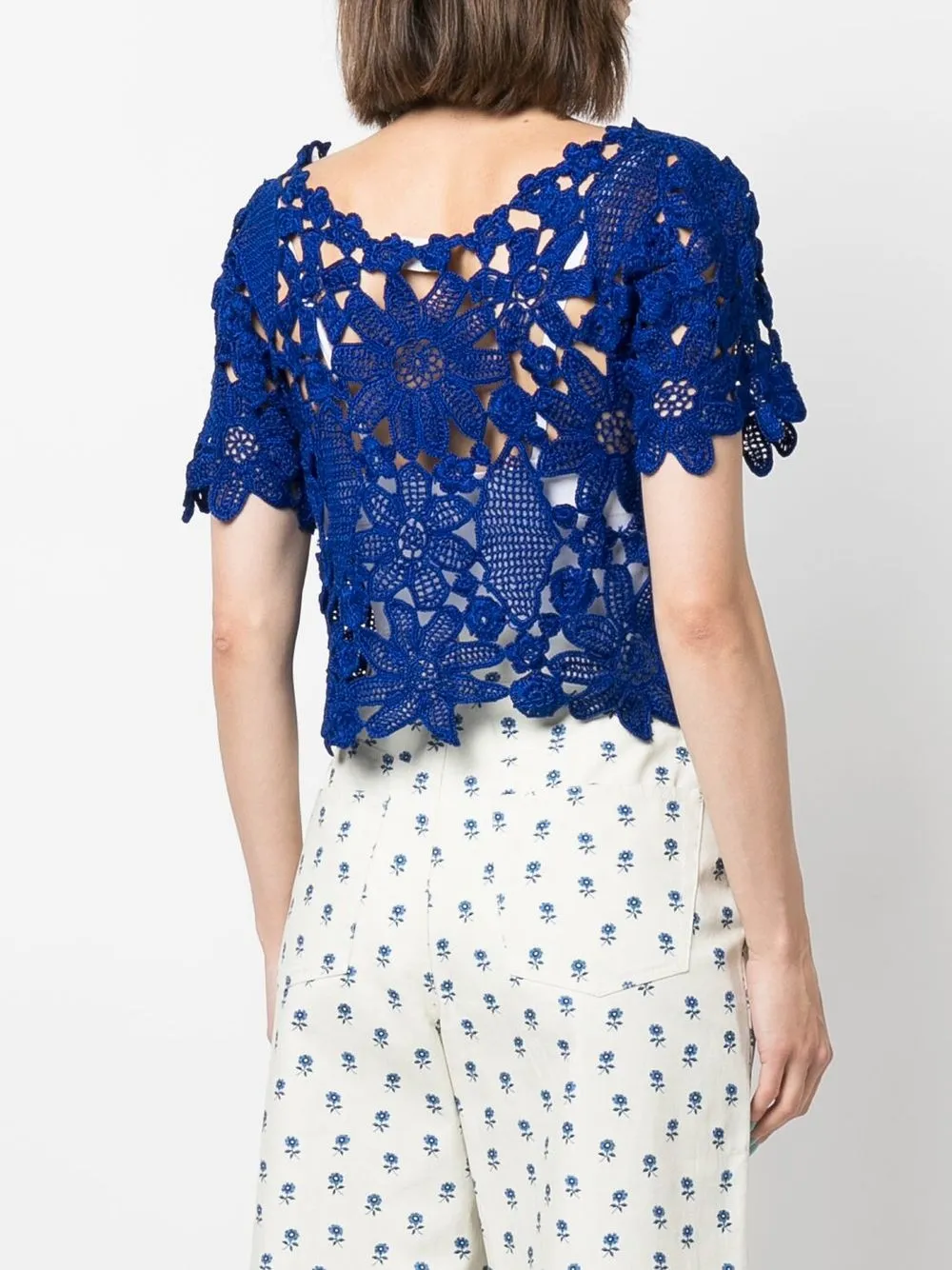 P.A.R.O.S.H. Floral crochetknit Top Farfetch