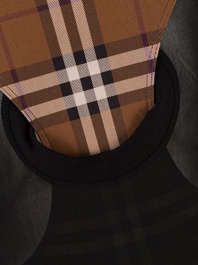 Burberry check stretch-jersey mesh bodysuit brown | MODES