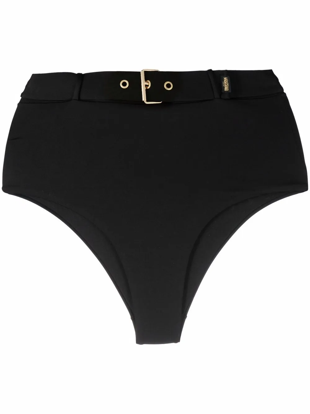 

Moschino bikini bottom con tiro alto y cinturón - Negro