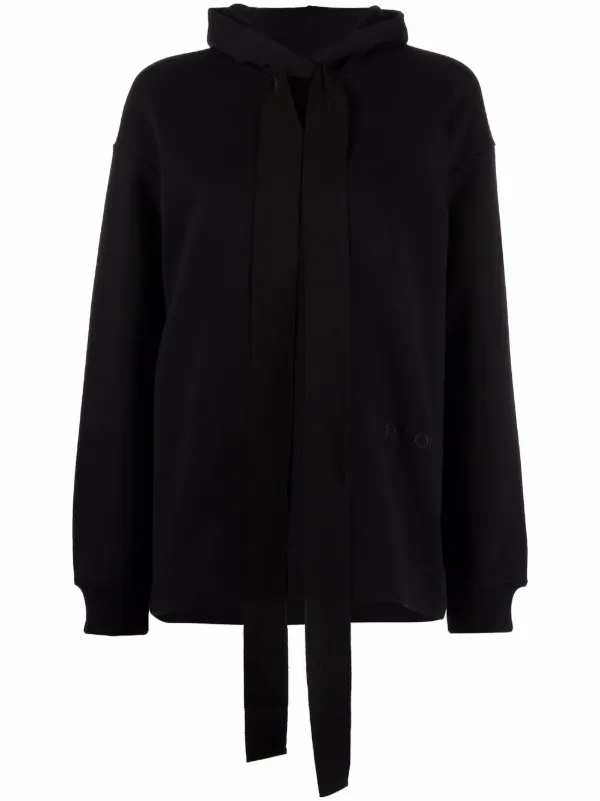 Patou Funnel-neck Graphic Hoodie in Black