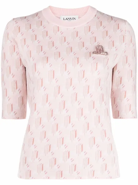 Lanvin intarsia-knit short-sleeve top