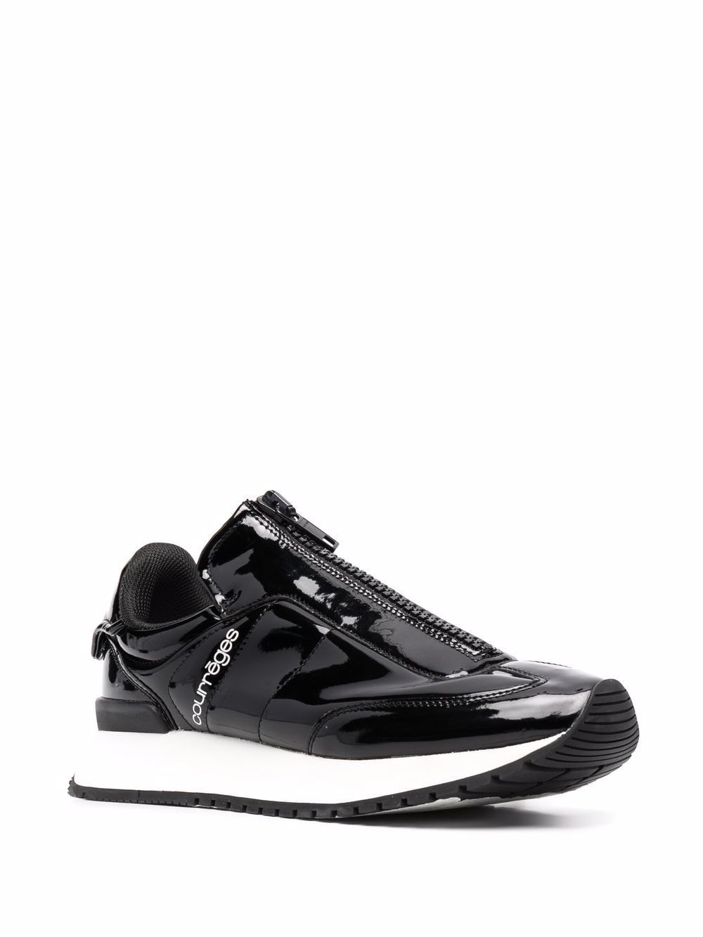 Shop Courrèges High-shine Finish Sneakers In Black