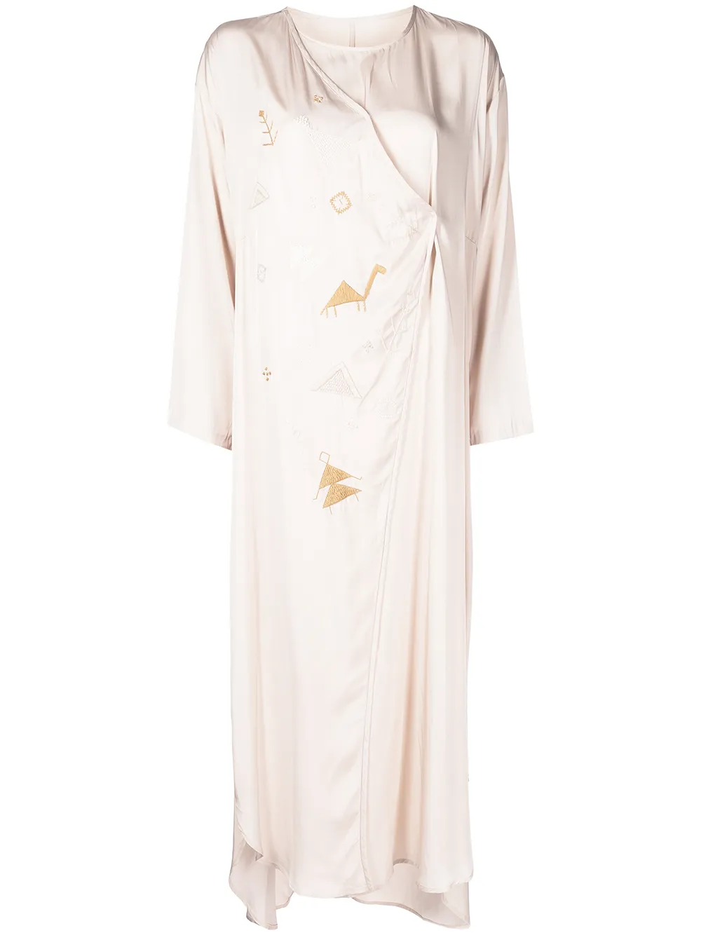 

SHATHA ESSA embroidered silk crepe dress - Neutrals