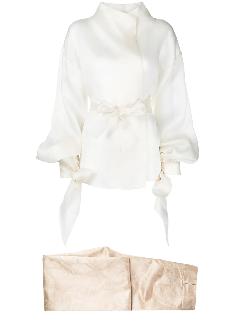 

SHATHA ESSA silk shirt & jacquard trousers set - Neutrals