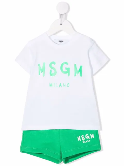 Msgm Kids طقم بشورت وطبعة شعار الماركة